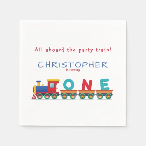 Boy 1st Birthday Train Chugga Chugga Choo Choo Napkins