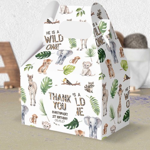 Boy 1st birthday Wild One Jungle Themed Birthday Favor Boxes