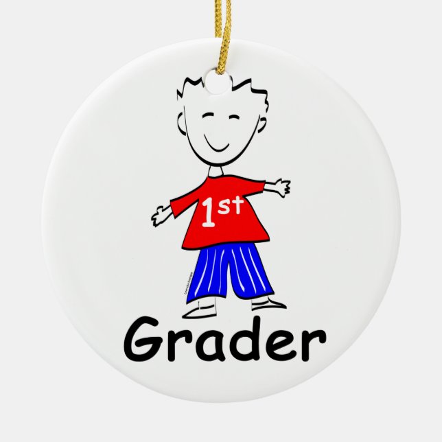 Boy 1st Grade Ceramic Ornament (Front)