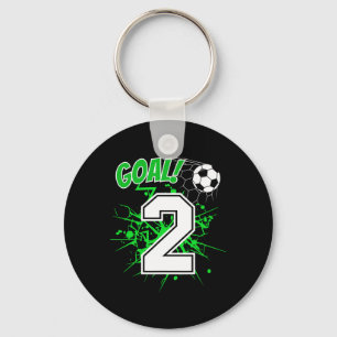 Boy 2 Years Old Kids 2nd Soccer Birthday Ll Theme Keychain