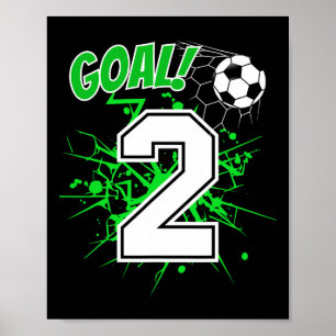 Boy 2 Years Old Kids 2nd Soccer Birthday Ll Theme  Poster