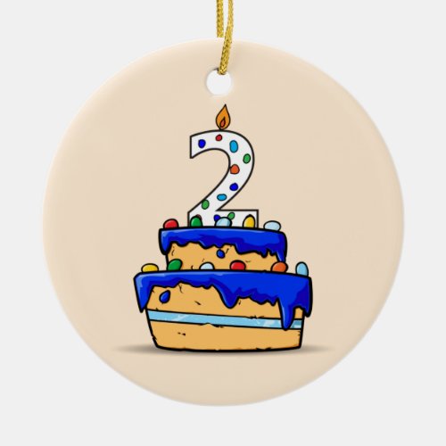 Boy 2nd Birthday 2 on Sweet Blue Cake Ceramic Ornament