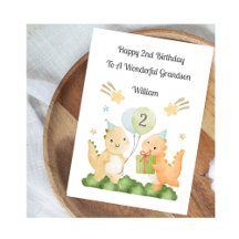 Boy 2nd Birthday Balloon Dinosaurs Card
