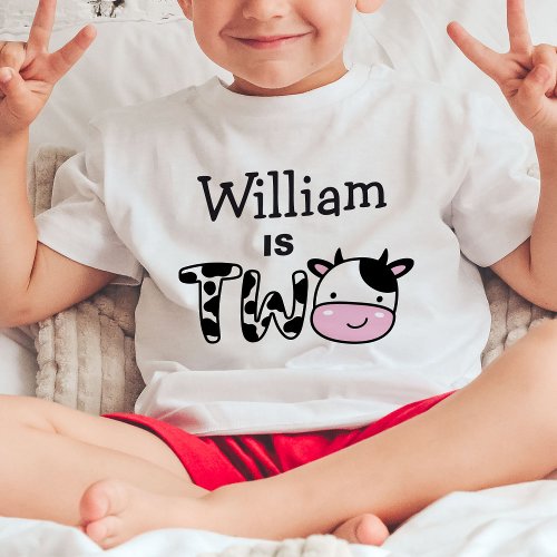 Boy 2nd Birthday Cow Two Personalized T_Shirt