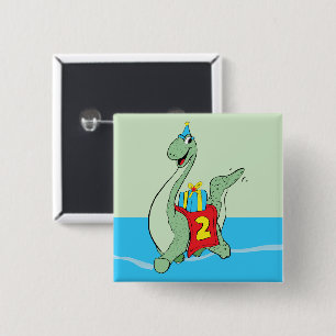Boy, 2nd Birthday Dinosaur Button