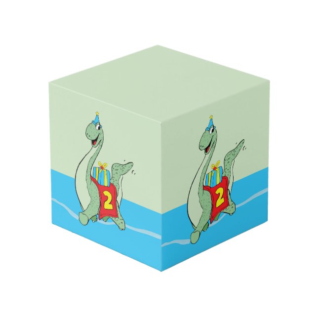 Boy, 2nd Birthday Dinosaur Cube (Front Angled)