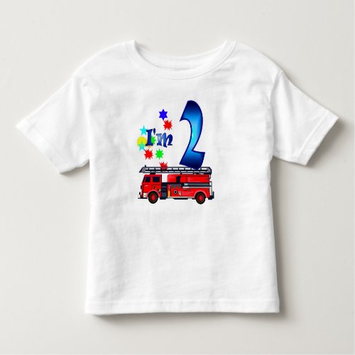 Boy 2nd birthday fire engine toddler t_shirt