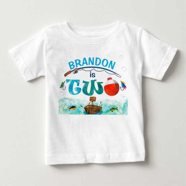 Boy 2nd birthday Fishing little fisherman themed Baby T-Shirt (Front)