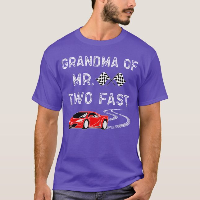 Boy 2nd Birthday Racer GrandmaTwo Fast 2nd Race Bd T-Shirt (Front)