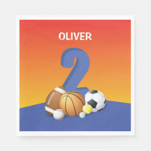 Boy 2nd Birthday Sports Balls Napkins
