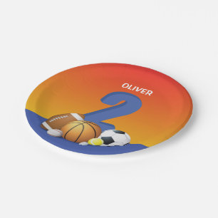 Boy 2nd Birthday Sports Balls Paper Plates