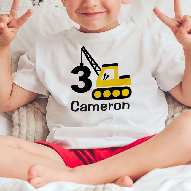 Boy 3rd Birthday Construction Crane T-Shirt (Creator Uploaded)