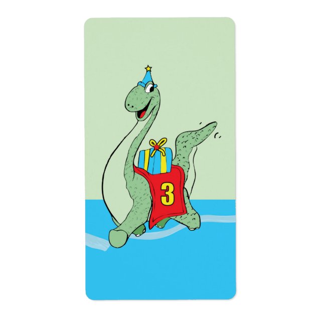 Boy, 3rd Birthday Dinosaur Label (Front)