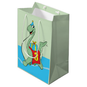 Boy, 3rd Birthday Dinosaur Medium Gift Bag