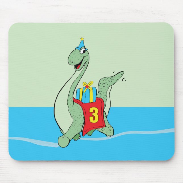 Boy, 3rd Birthday Dinosaur Mouse Pad (Front)