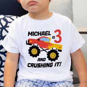 Boy 3rd Birthday Monster Truck Personalized Baby T-Shirt