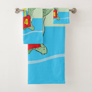 Boy, 4th Birthday Dinosaur Bath Towel Set