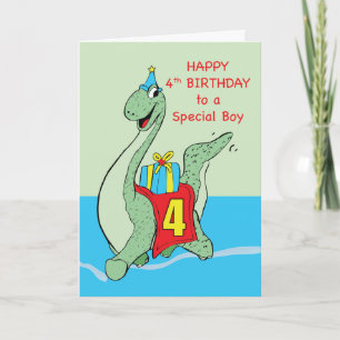 Boy, 4th Birthday Dinosaur Card