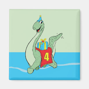 Boy, 4th Birthday Dinosaur Magnet