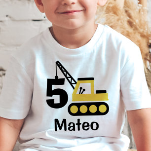 Boy 5th Birthday Construction Crane Personalized Baby T-Shirt
