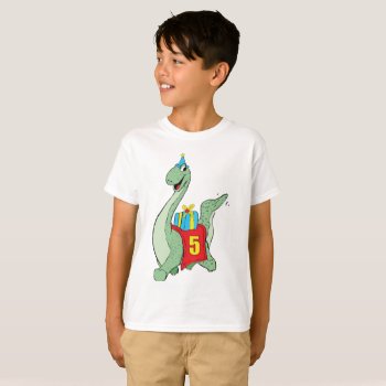 Boy  5th Birthday Dinosaur T-shirt by sandrarosecreations at Zazzle