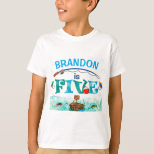 Boy 5th Birthday Gone Fishing O-fish-ally themed T-Shirt