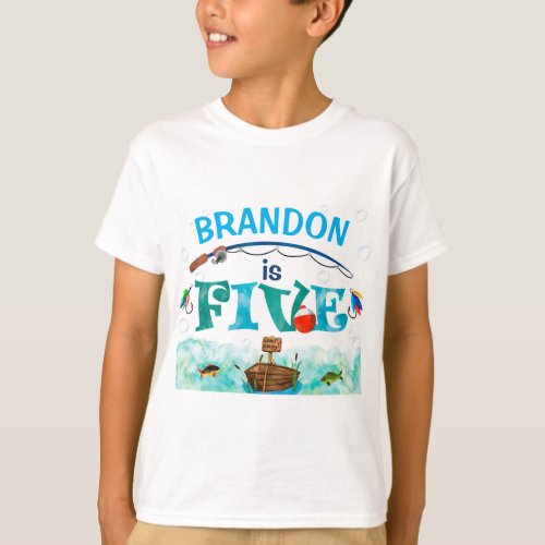 Boy 5th Birthday Gone Fishing O_fish_ally themed T_Shirt