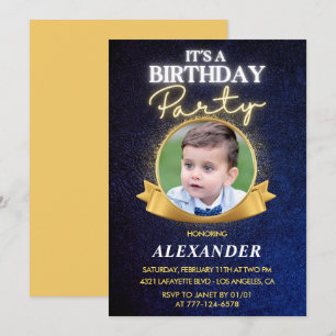Boy 5th birthday invitations Elegant Chic Photo