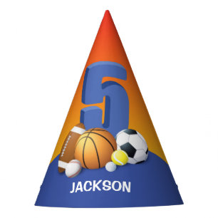 Boy 5th Birthday Sports Balls Party Hat