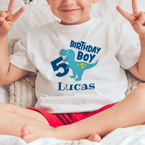 Boy 5th Birthday T_Rex Personalized T_Shirt