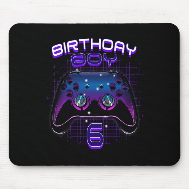 Boy 6 Video Game Controller Gamer 6th Birthday Gif Mouse Pad (Front)