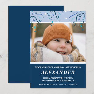Boy 6th birthday invitations Photo Navy Blue