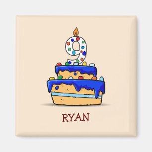 Boy 9th Birthday, 9 on Sweet Blue Cake Magnet