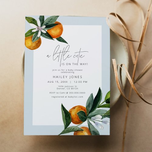 Boy A Little Cutie Citrus Orange Fruit Baby Shower Invitation