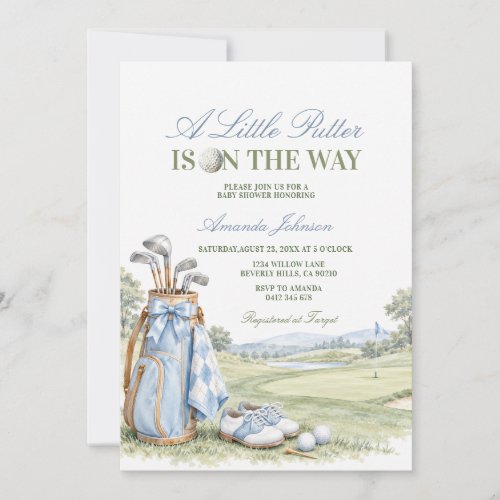 Boy A Little Putter Is On The Way Golf Baby Shower Invitation