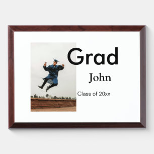 boy add name date year text QR graduation congrats Award Plaque