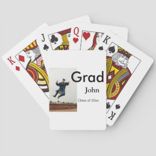 boy add name date year text QR graduation congrats Poker Cards