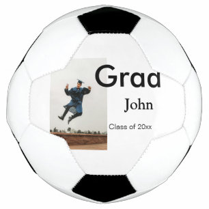 boy add name date year text QR graduation congrats Soccer Ball