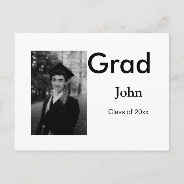 boy add name date year text QR graduation party Postcard (Front)