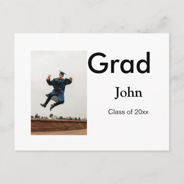 boy add name date year text QR graduation party Postcard (Front)