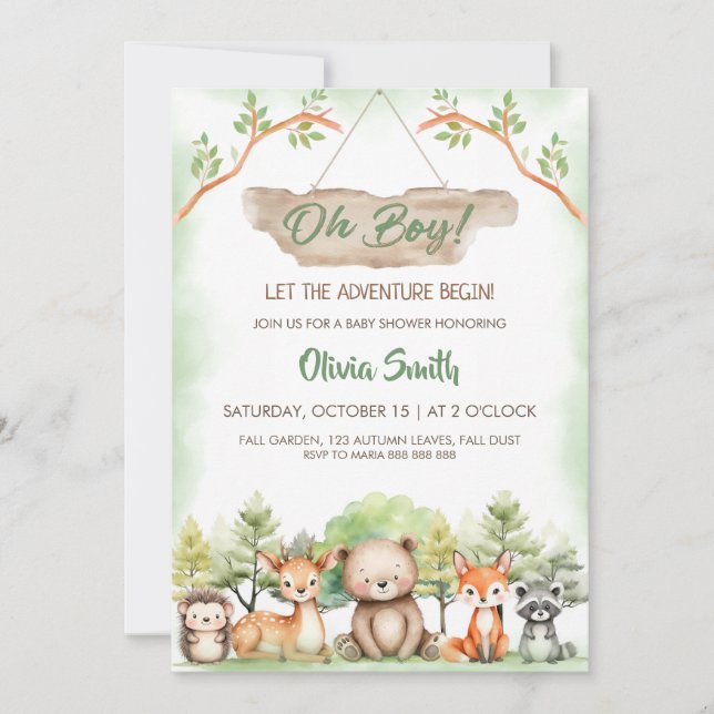 Boy Adventure Baby Shower party  Invitation (Front)