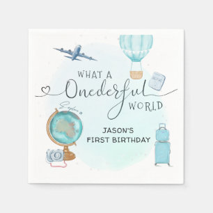 Boy Adventure ONEderful World 1st First Birthday Napkins