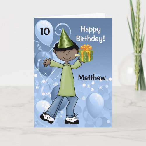 Boy Age Specific with Dark Skinned Boy Birthday Card