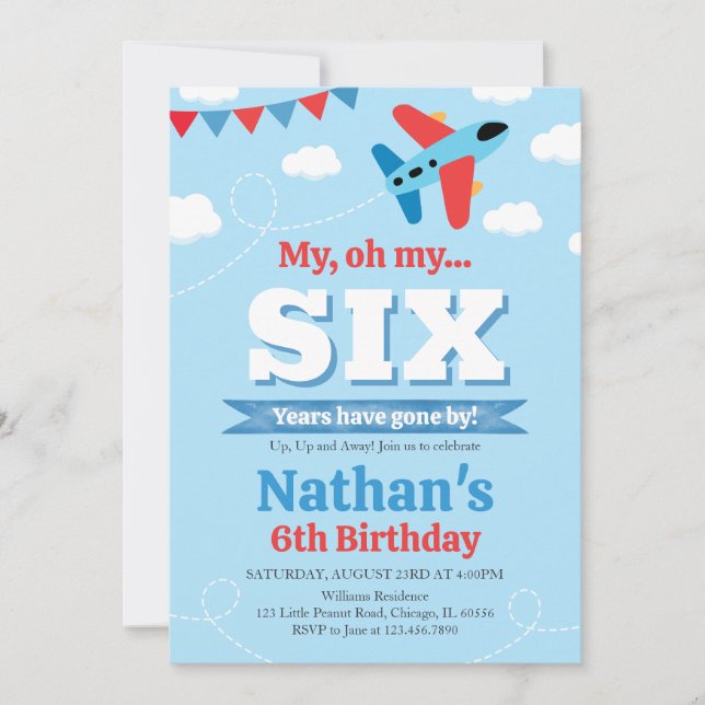Boy Airplane Birthday Invitation (Front)