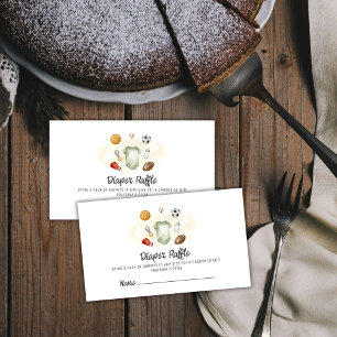 Boy All Star Sports Diaper Raffle Baby Shower Enclosure Card