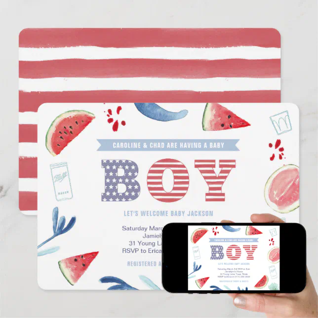 Boy America Jack and Jill Baby Shower Invitation Zazzle