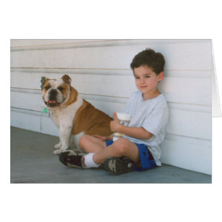 Boy and A Bulldog Dog Cards