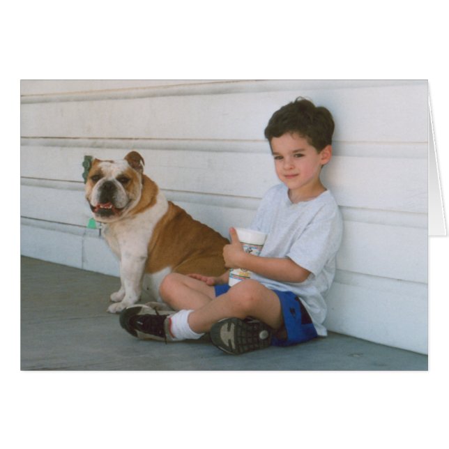 Boy and A Bulldog Dog Cards (Front Horizontal)