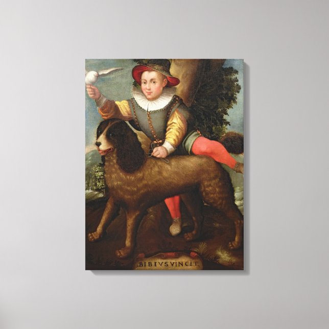 Boy and Dog, `Bibius Vincit' Canvas Print (Front)