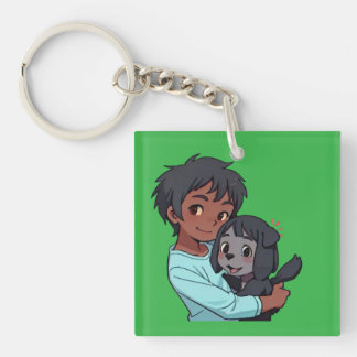 Boy and dog keychain